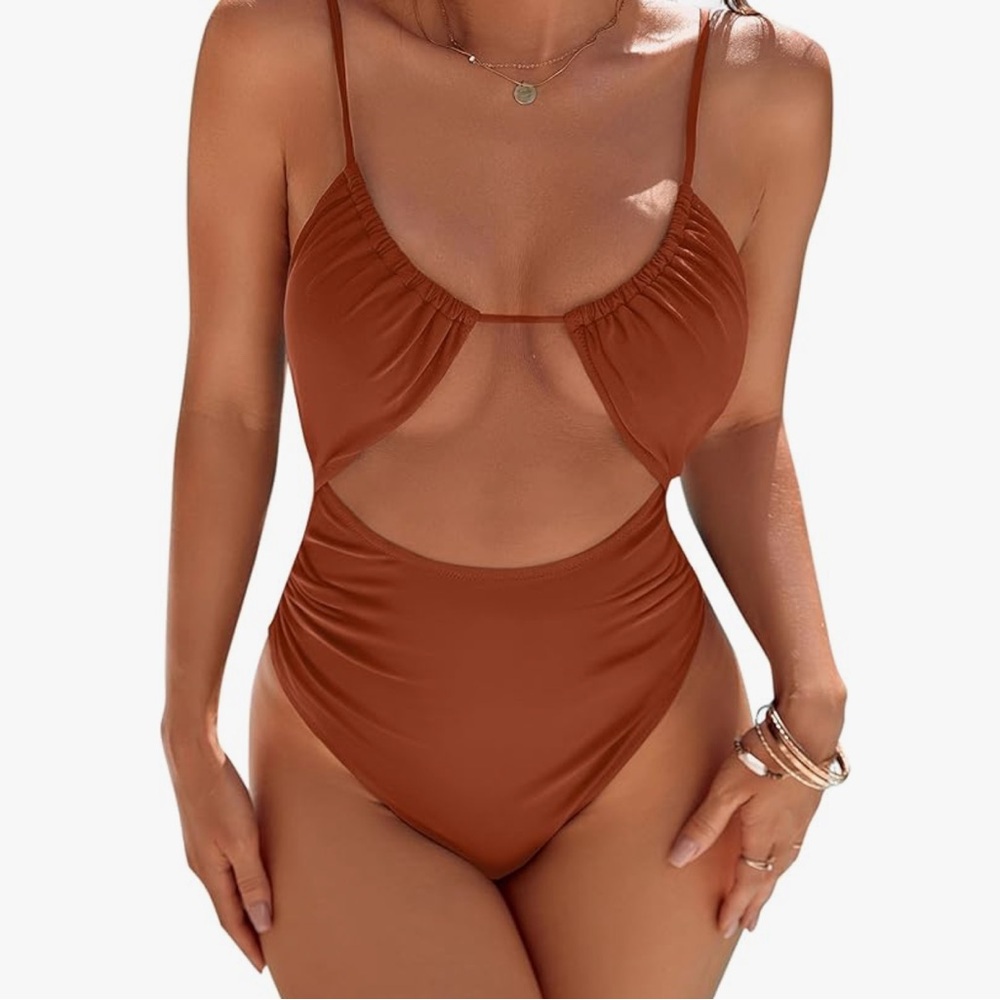 Blooming Jelly Women's High Waisted Monokini in Brown